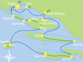 Island hopping in Croatia - Map