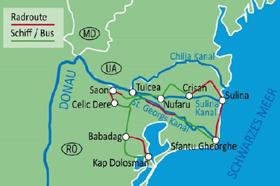 Mit Rad & Schiff im Donaudelta - Karte